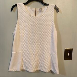 J. Crew white polka dot peplum tank top large